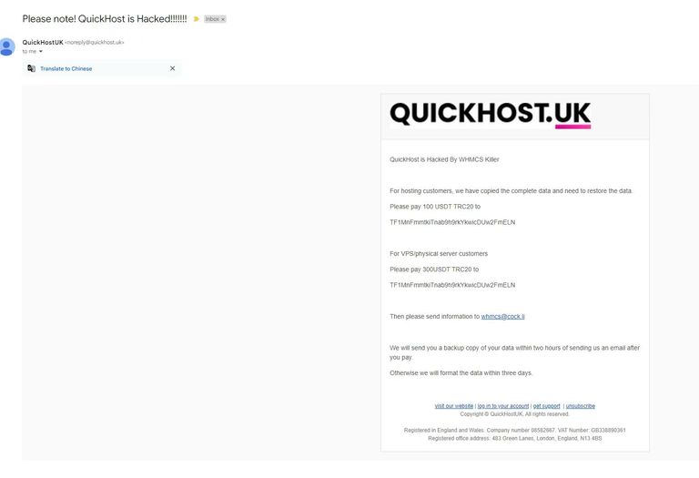 QuickhostUK hacked by WHMCS Killer