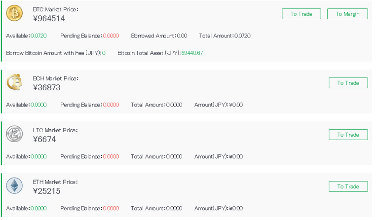 BTC,BCH,ETH,LTC to JPY