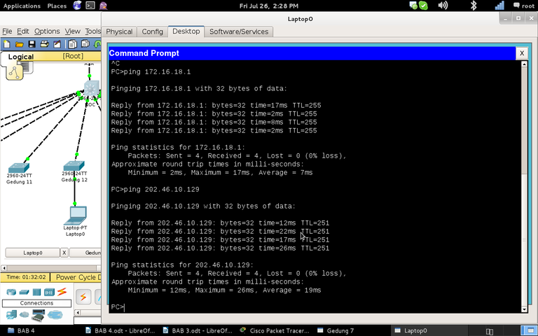 Gambar 4.21 PING dari Laptop0 ke NOC dan Modem.png