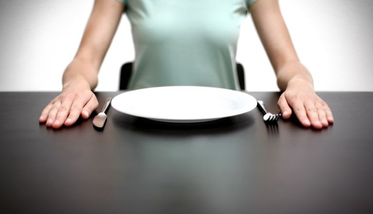 Fasting Green Shirt Chick, Plate, Boobs Top, empty plate, 2 forks, hands on table download.jpeg