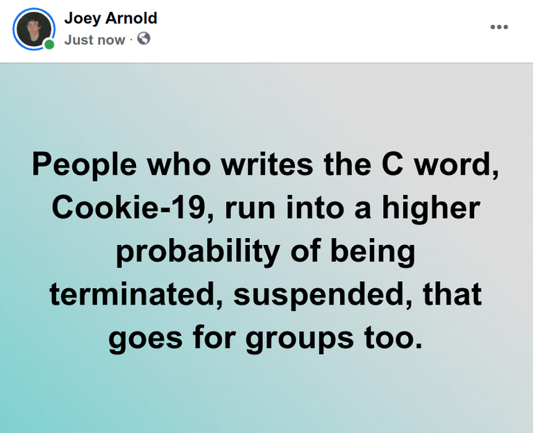 Screenshot at 2021-11-13 11:44:30 People who writes the C word, Cookie-19, run into a higher probability of being terminated, suspended, that goes for groups too.png