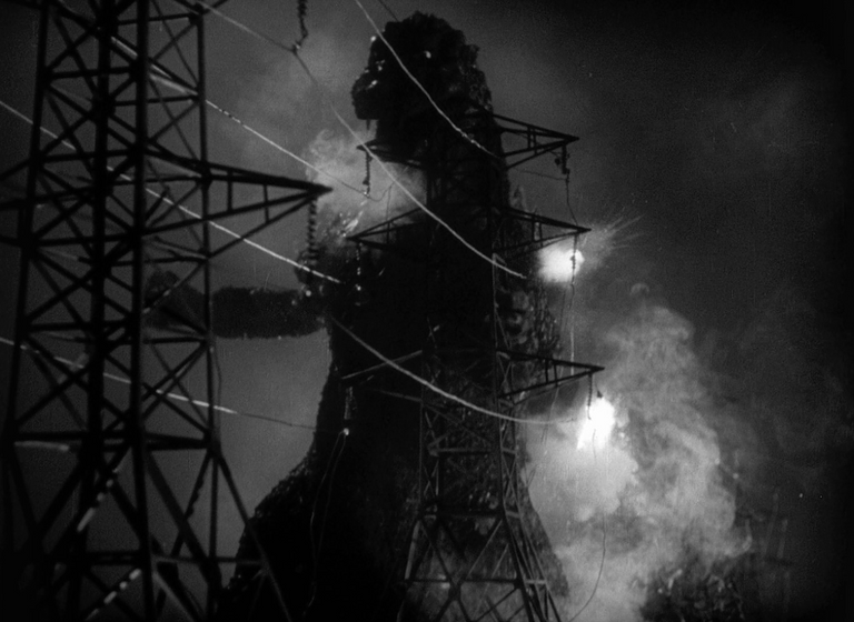 Godzillla destroying powerlines