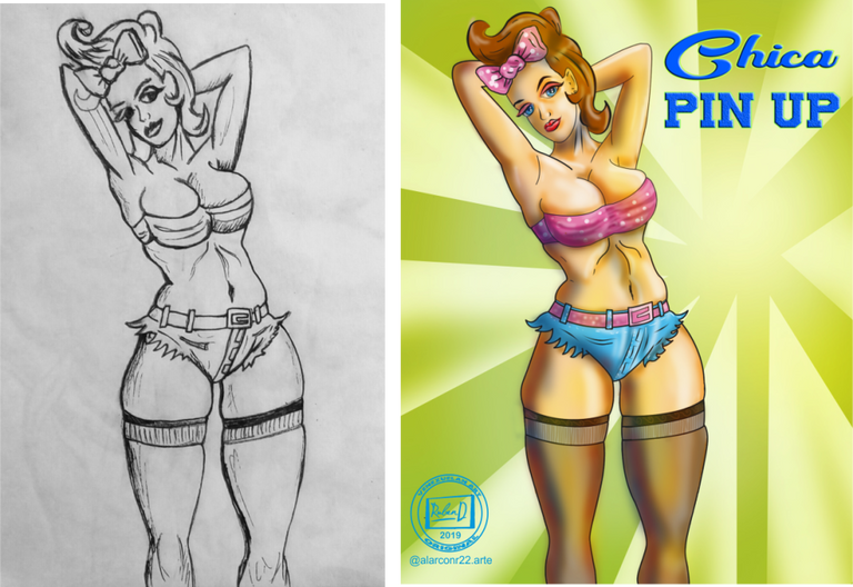 chica pin up - boceto y resultado final 2.png