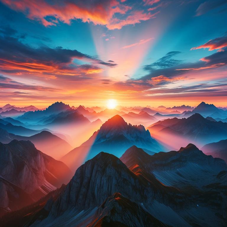 DALL·E 2024-01-07 20.52.09 - Breathtaking view of a mountain range at sunrise, with the sky painted in vibrant colors of orange, pink, and blue, reflecting the natural grandeur an.png