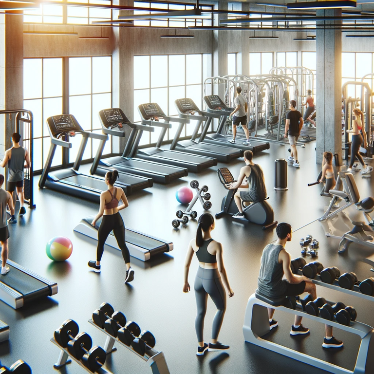 DALL·E 2023-12-19 21.17.11 - A bright and modern gym interior filled with various fitness equipment like treadmills, dumbbells, and exercise bikes. The gym is spacious and well-li.png