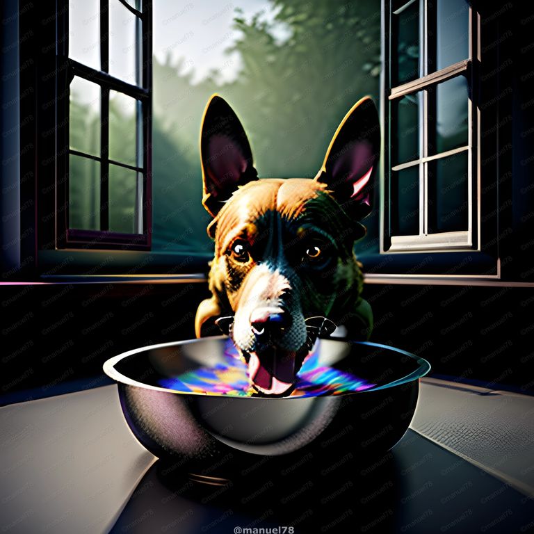 6-3430918603-Highly Detailed Epic Zoom Out Photo Of Full body Hyper detailed ,((     dog eating out of dog bowl coming out of th.jpg