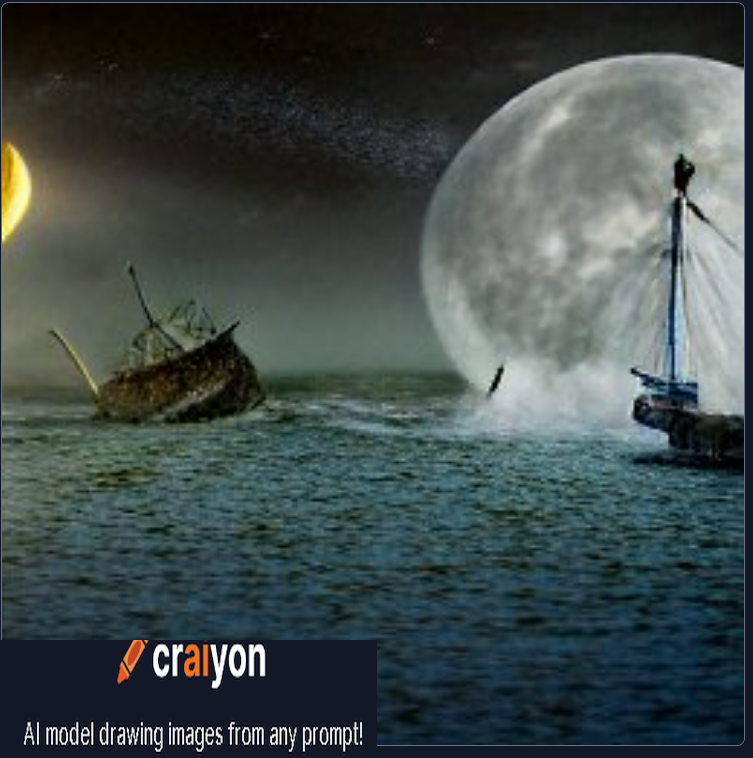 craiyon_131815_pirate_sinking_a_ship_as_alien_predator_attack_while_the_moon_falls_from_the_sky.png