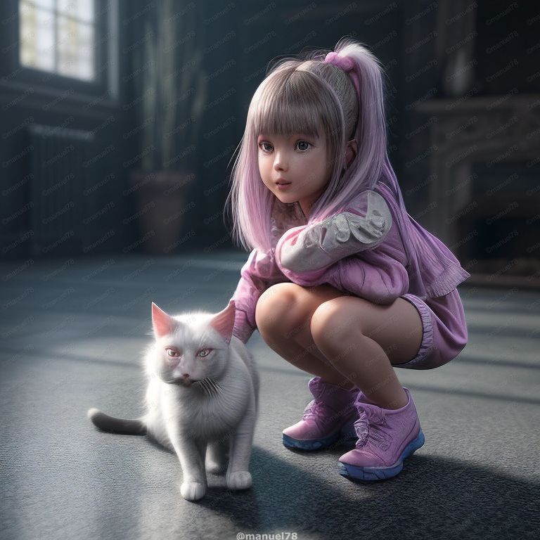 21196968- Highly Detailed Epic Zoom Out Photo Of Full body Hyper detailed ,(( little girl holding a cat )) iridescent ,vivid.jpg