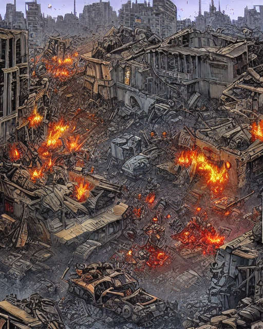 0 - City destroyed by war situation with the stree.png