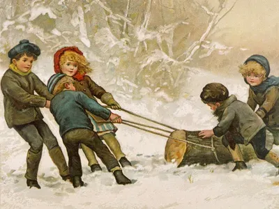 Historical-illustration-children-hauling-yule-log-in-snow.webp