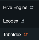 Screen Shot of Hive-Engine links in side panel