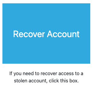 Screen Shot of the Recover Account Box