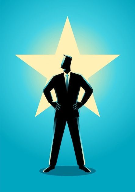 Premium Vector _ Businessman standing with glowing star on his background.jpeg