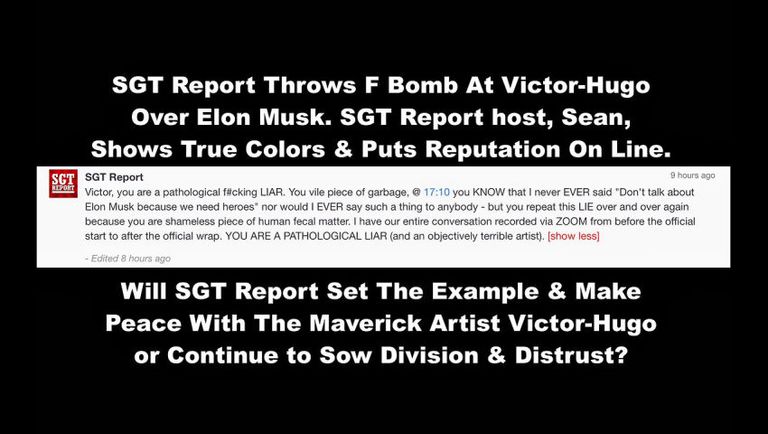 SGT Report Throws F Bomb At VictorHugo Over Elon Musk Sean Shows True Colors Puts Reputation On Line