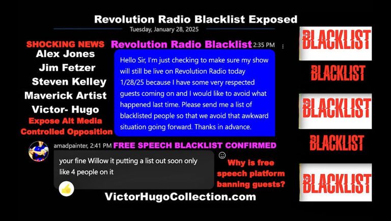 Alex Jones Jim Fetzer Kerry Cassidy Steven Kelley Victor Hugo Bare Secret Revolution Radio Blacklist